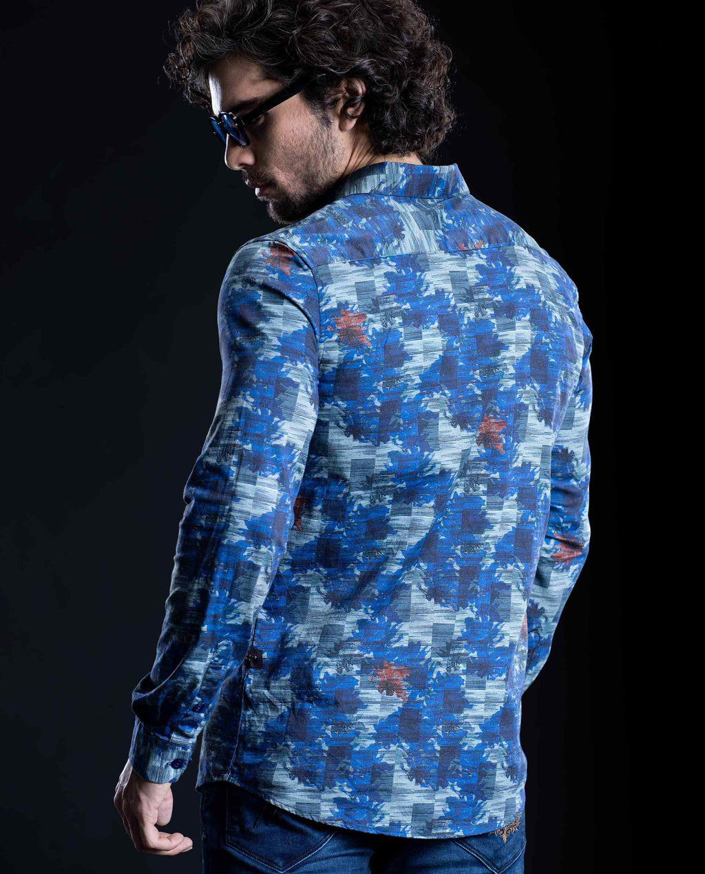 JUXTA - NAVY - DIGITAL PRINT PARTYWEAR SHIRT