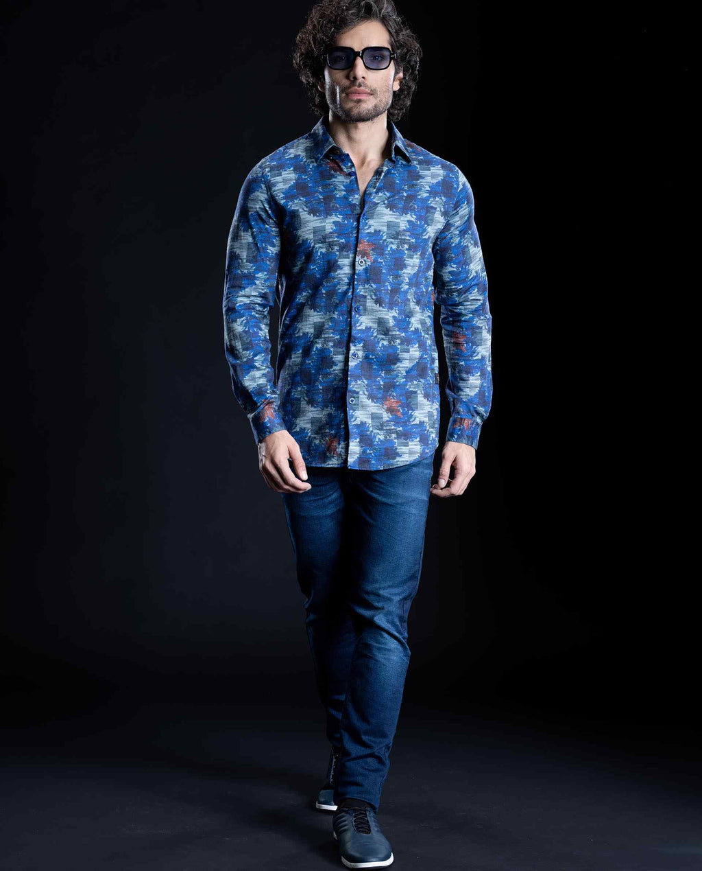 JUXTA - NAVY - DIGITAL PRINT PARTYWEAR SHIRT