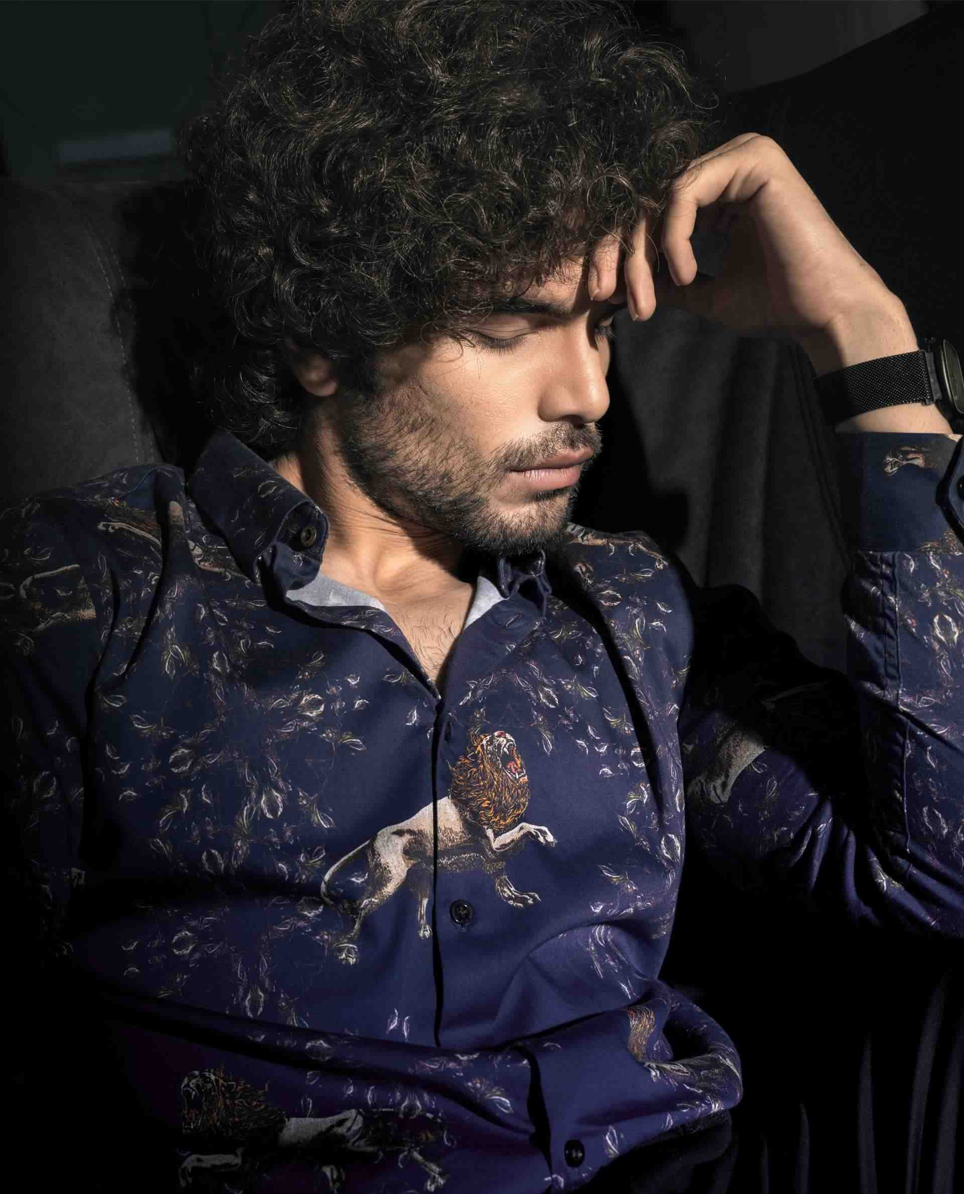 LEON - NAVY - DIGITAL PRINT PARTYWEAR SHIRT