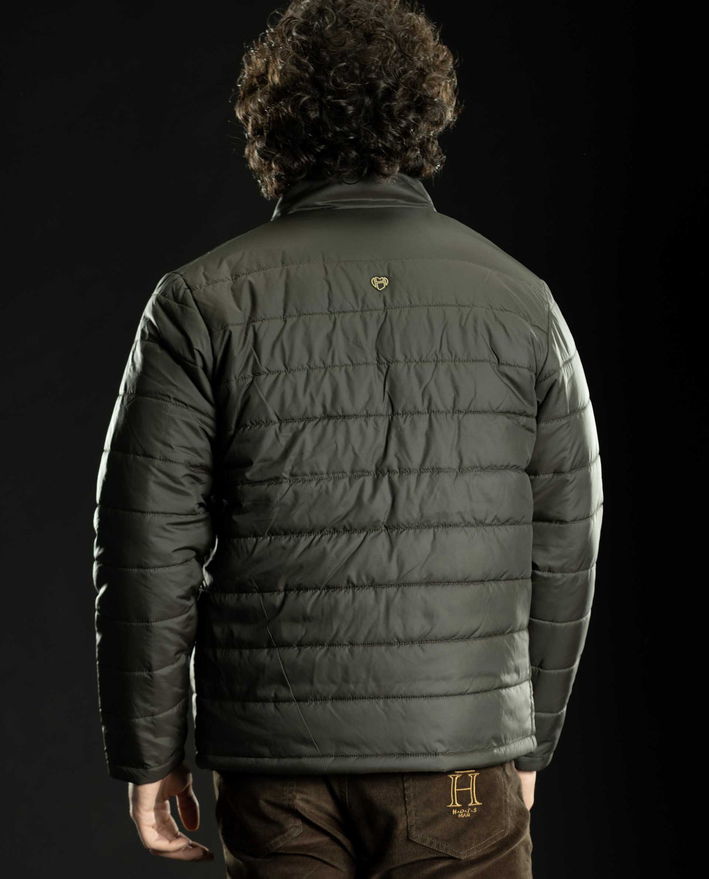 KING - OLIVE - EMBELLISHED PUFFER JACKET