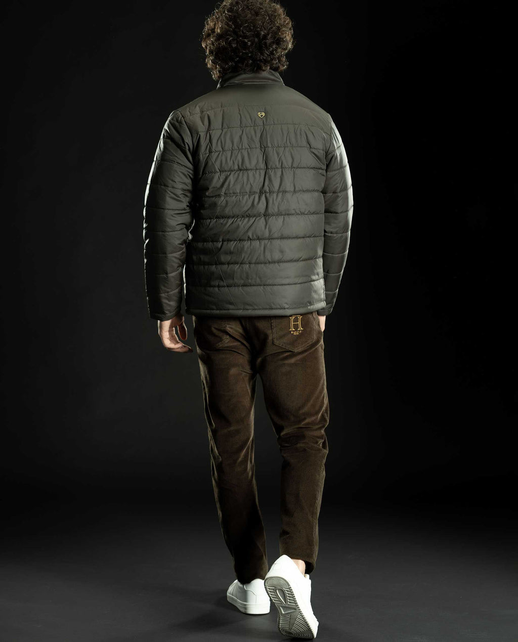 KING - OLIVE - EMBELLISHED PUFFER JACKET